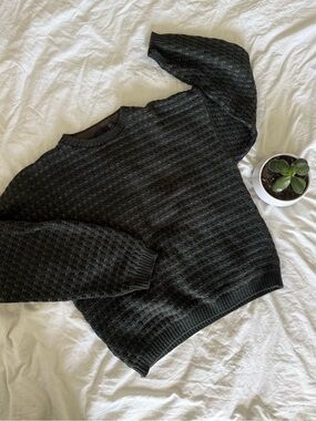 bill blass Black and Gray Ribbed Crewneck Sweater, size XL Men’s